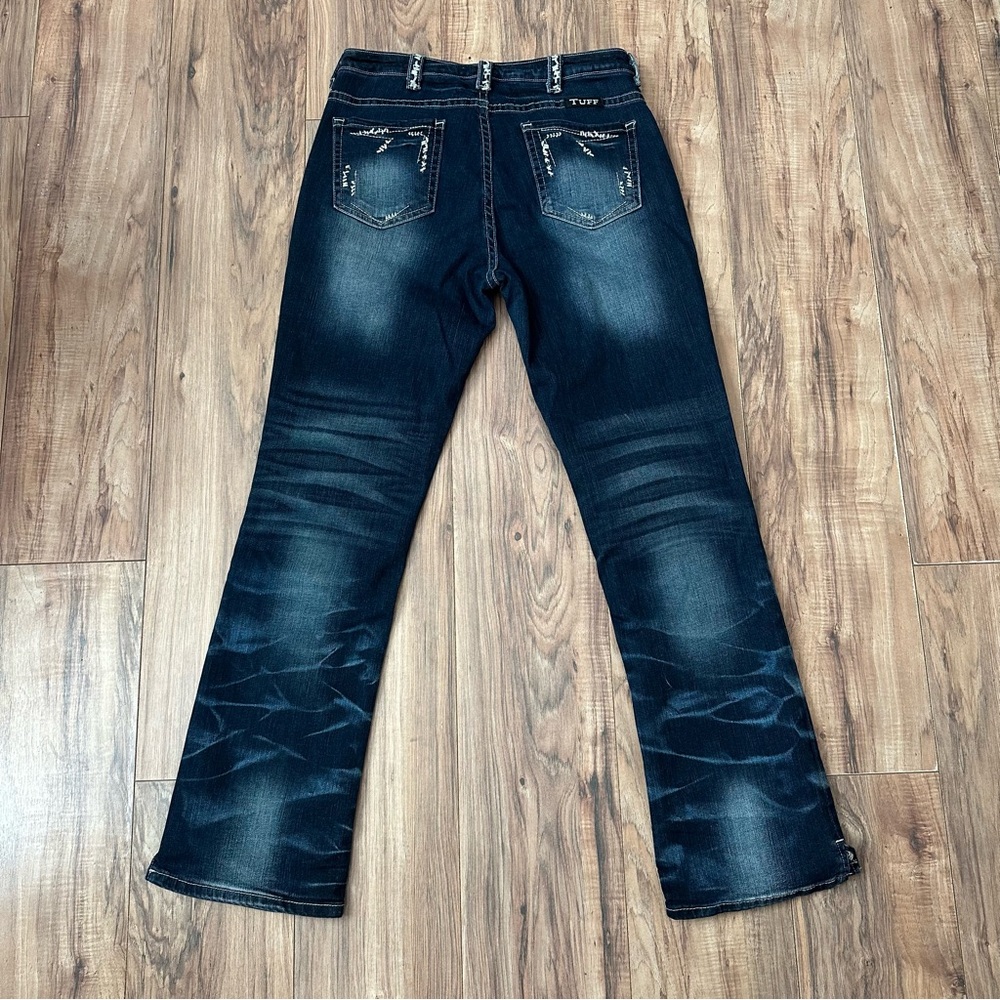 Like New Cowgirl Tuff Dark Blue Boot Cut Twisted Mustang Jeans Size: 33x34 - Picture 4 of 11